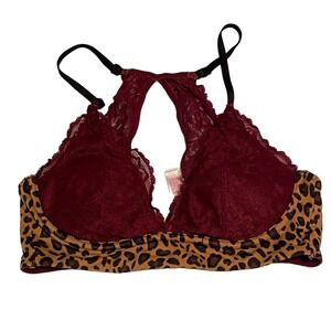 PINK Victoria's Secret Bralette Size XS Lightly Lined Lace‎ Leopard Fast Ship